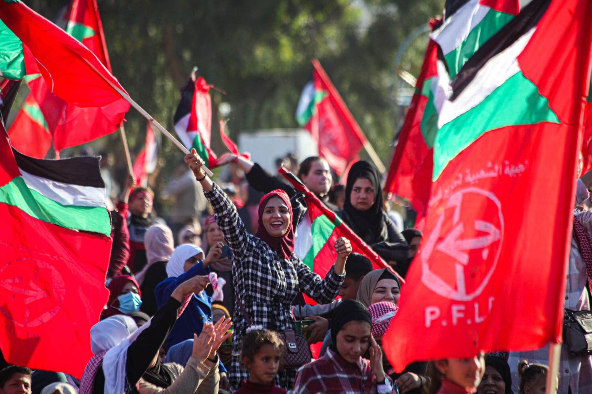 Imagen de archivo de mujeres palestinas en un acto el Frente Popular para la Liberación de Palestina. Foto: N/D