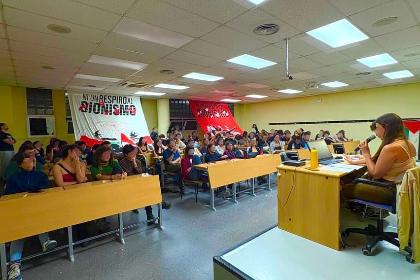 Imagen de archivo de un acto por palestina de la Asamblea Estudiantil de la Juventud Trabajadora 'Cantera' de la UAM. Foto: Cantera (Instagram).
