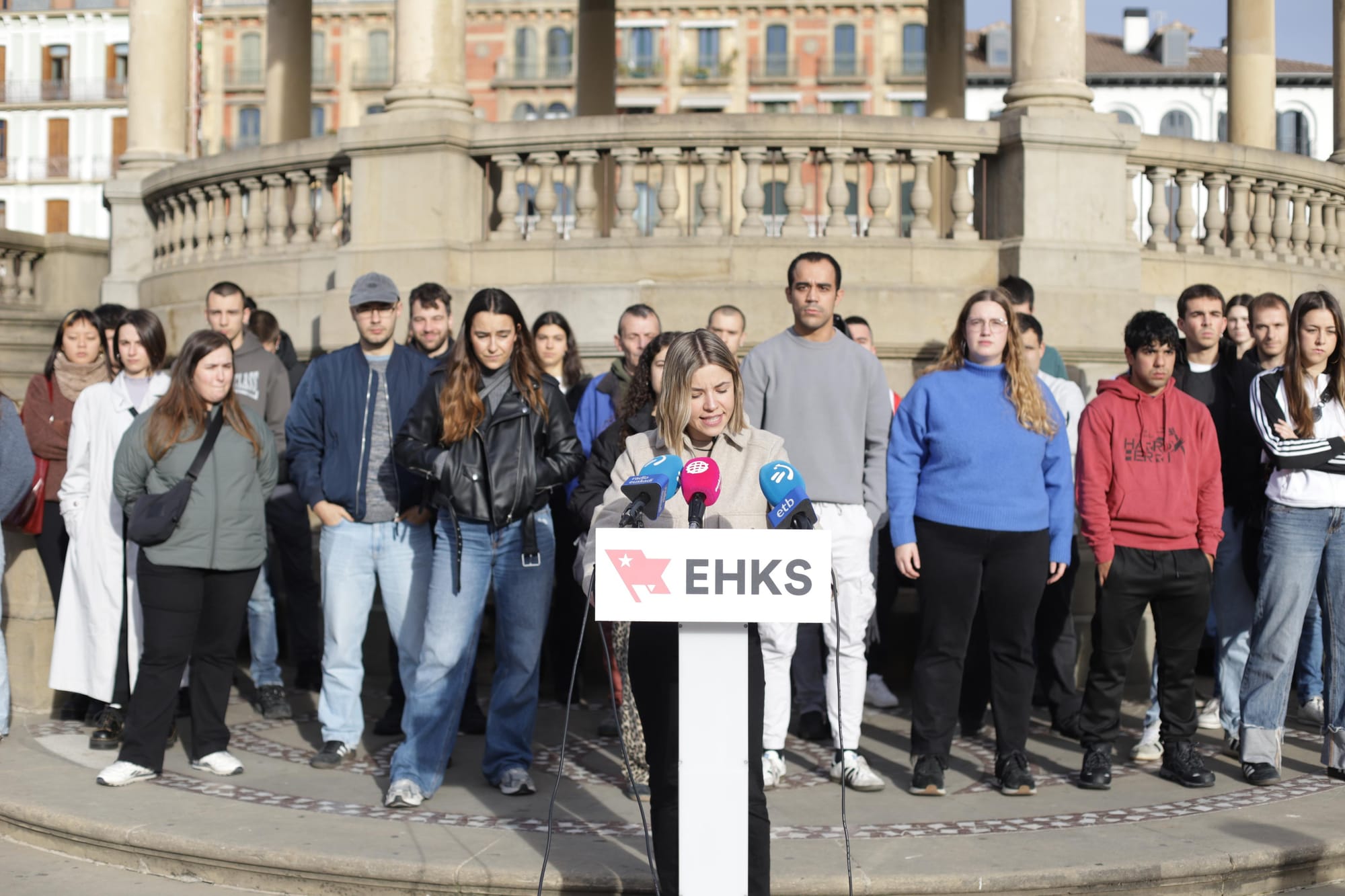 Rueda de prensa de EHKS del 12 de noviembre en Iruñea (Nafarroa). Foto: EHKS/Gedar Langile Kazeta