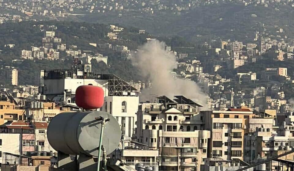 Bombardeo israelí sobre los suburbios de Beirut (Líbano). Foto: Al Quds Network