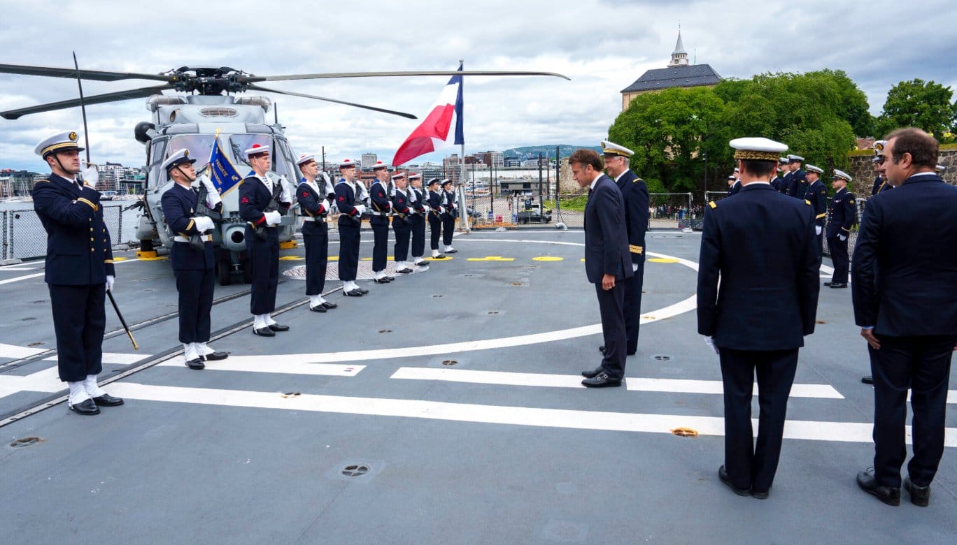 Imagen de archivo de Emmanuel Macron en una visita oficial a Noruega. Foto: @Nordic_OSINT (X)