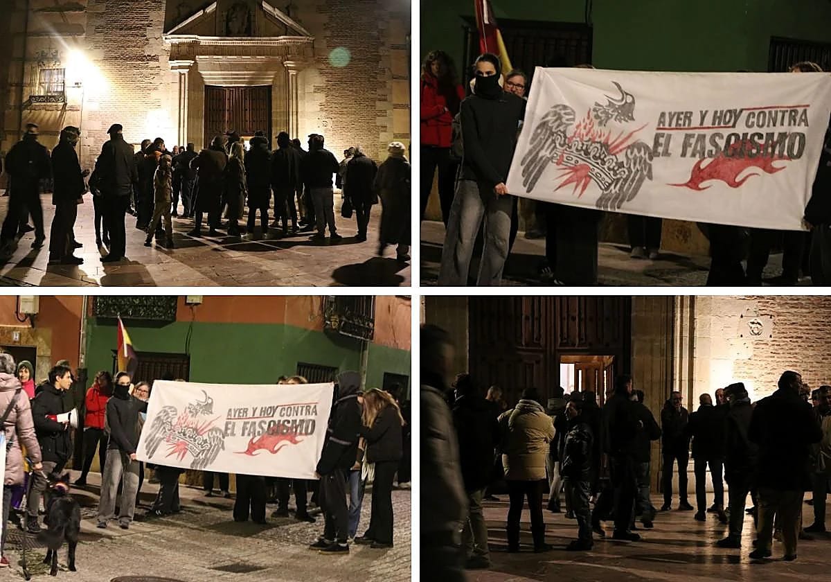 Protesta antifascista contra misa franquista en León. Fotos: Lucía Gutiérrez/León Noticias