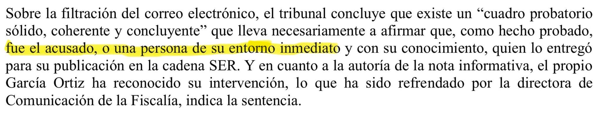 Extracto de la sentencia condenatoria contra Ortiz. Foto: @pasanospoco (X)
