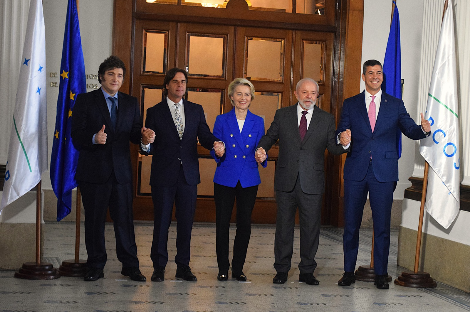 Líderes de los Estados miembros de Mercosur y Von der Leyen, jefa de la Comisión Europea. Foto: mercosur.int