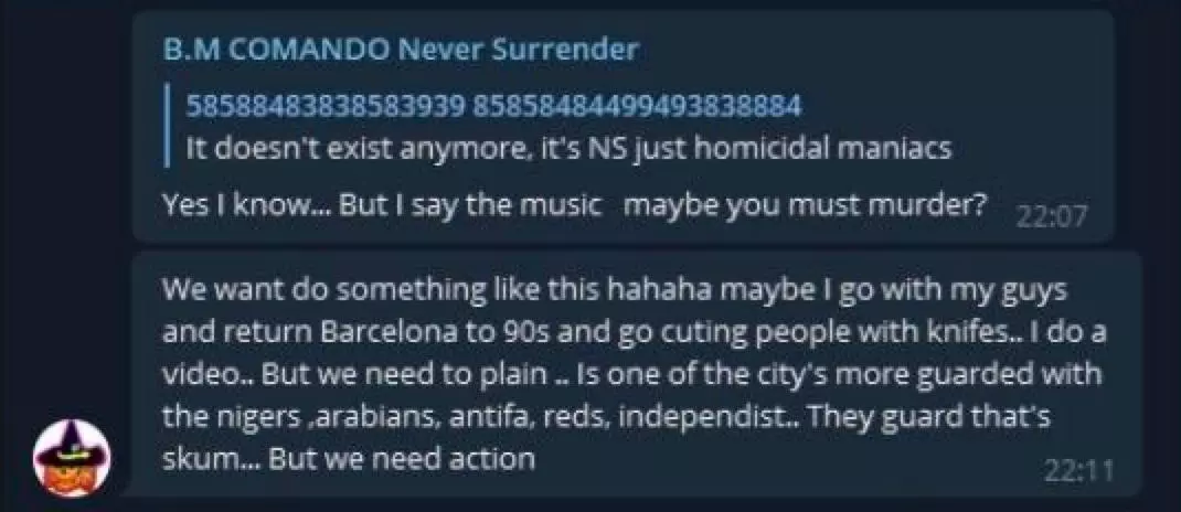 Uno de los mensajes del chat. Foto: eldiario.es