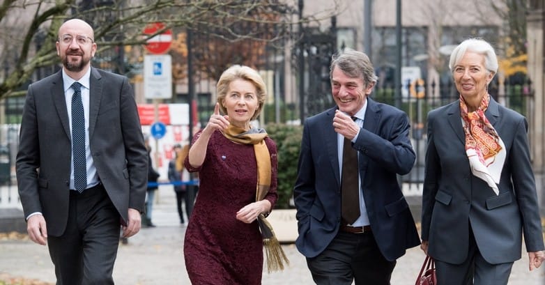Charles Michel, Ursula von der Leyen, David Sassoli y Christine Lagarde, dirigentes de las cuatro principales instituciones europeas.