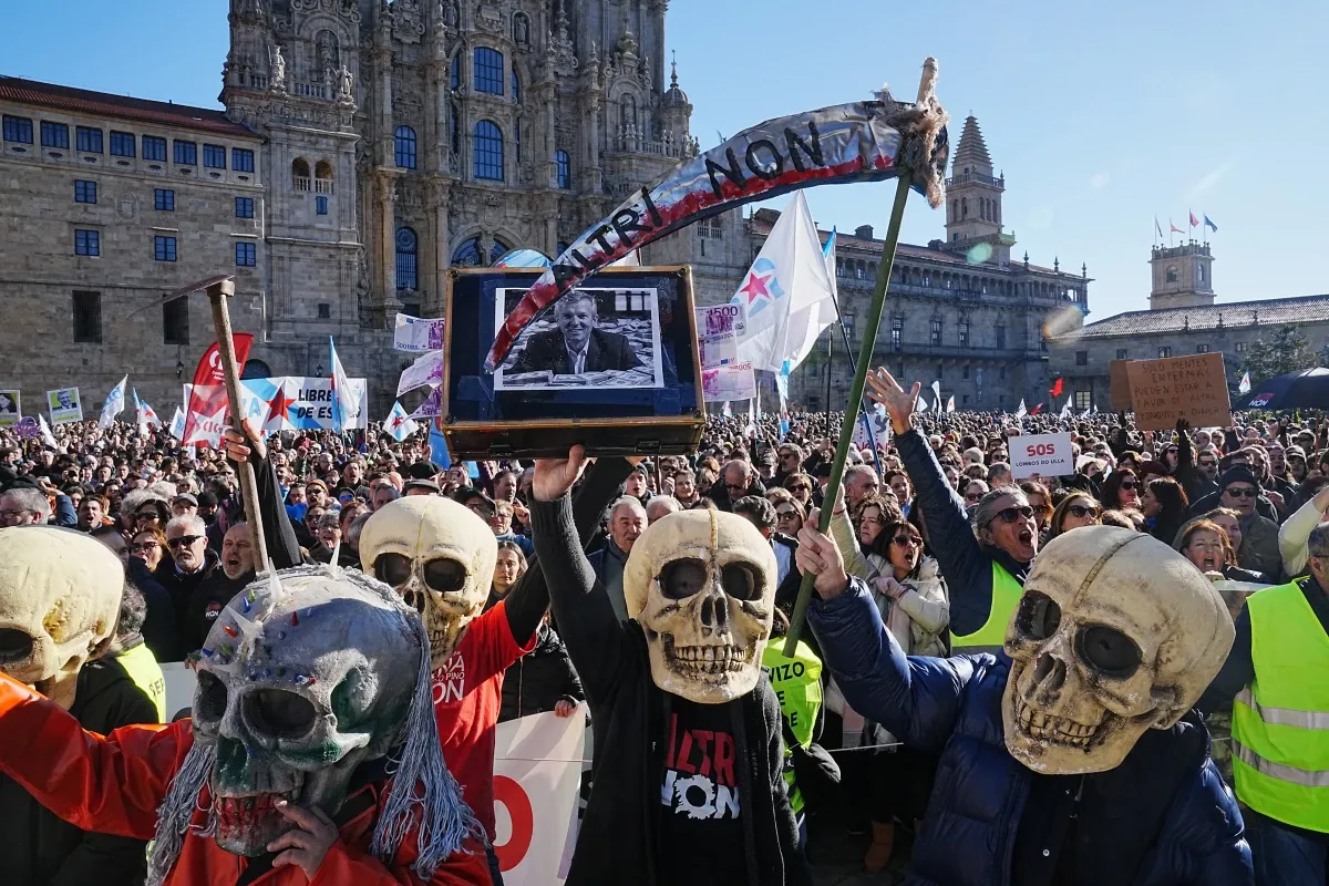 Imagen de archivo de la manifestación en Santiago contra la empresa de celulosa Altri, a 15 de diciembre de 2024, Foto: Álvaro Ballesteros.