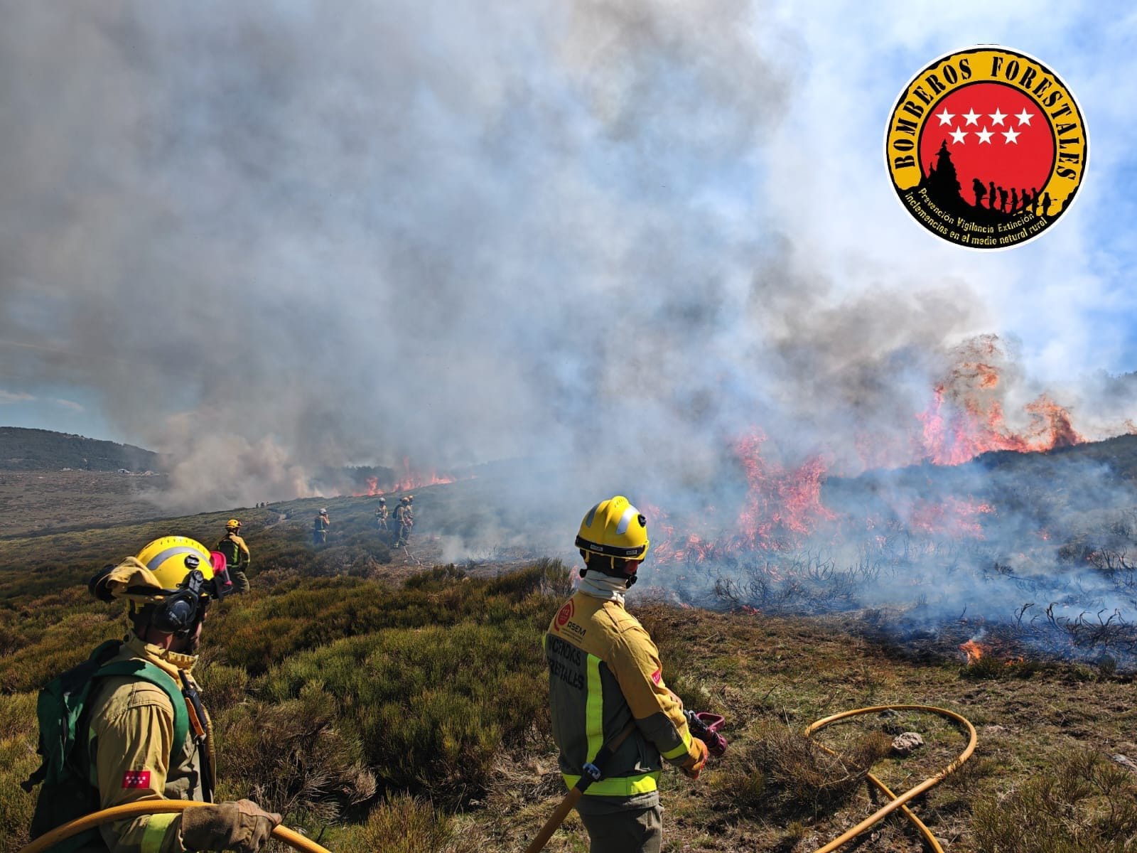 Imagen de archivo de labores de extinción de los Bomberos Forestales de la Comunidad de Madrid. Foto: @BBFFMadrid (X)