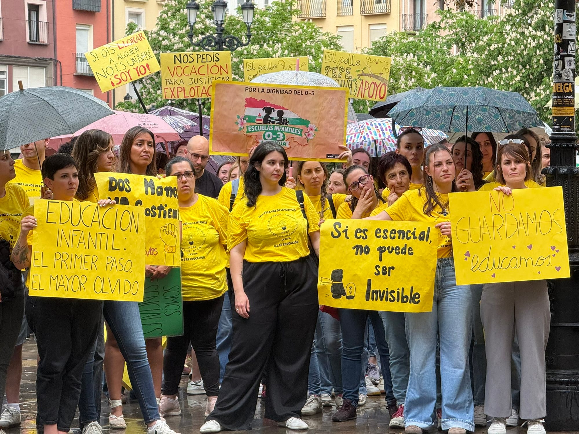 Imagen de archivo de una protesta sindical de trabajadoras de Educación Infantil en La Rioja. Foto: @RadioRioja (X)