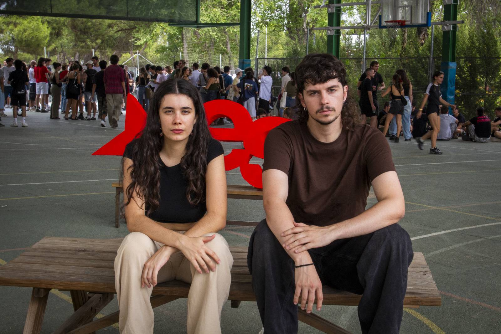 Matilde y Álex, miembros de la Organización Estudiantil Socialista (OES), en el acto de presentación del pasado 5 de septiembre.