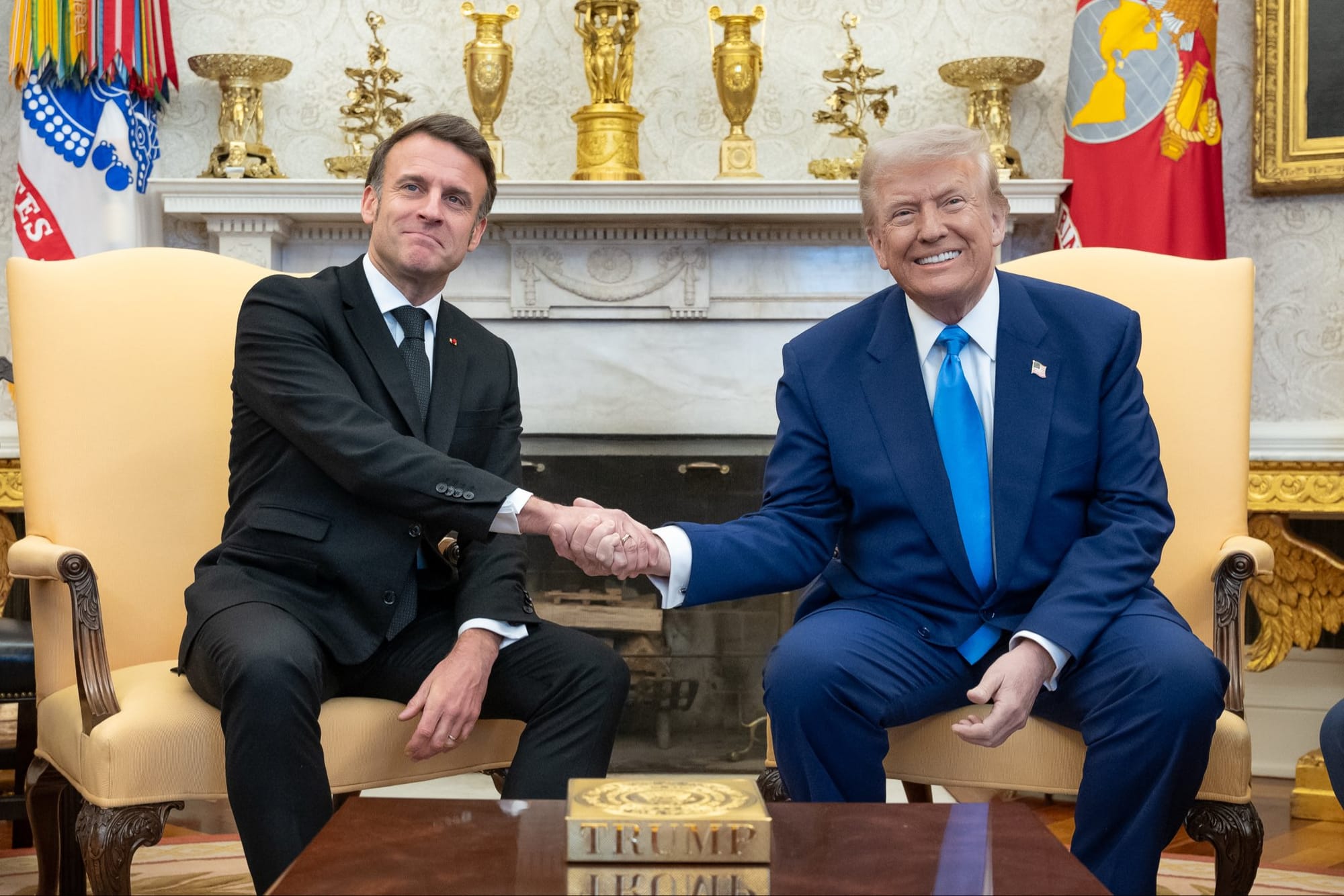Imagen de archivo del presidente francés Emmanuel Macron y el presidente estadounidense Donald Trump. Foto: N/D