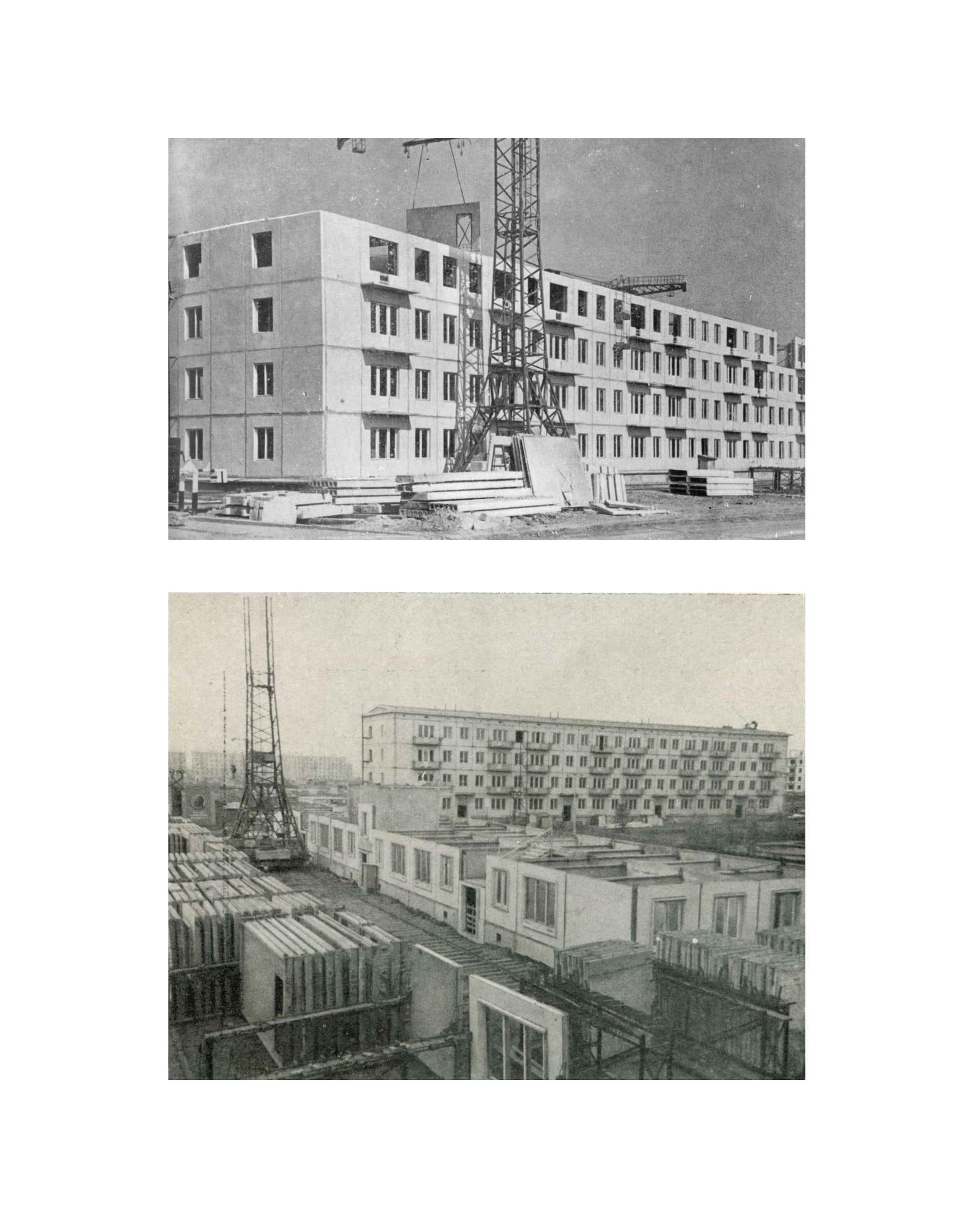 Imagen de archivo de la construcción del 9º microdistrito de Cheryomushky (Moscú, Unión Soviética, 1957).
