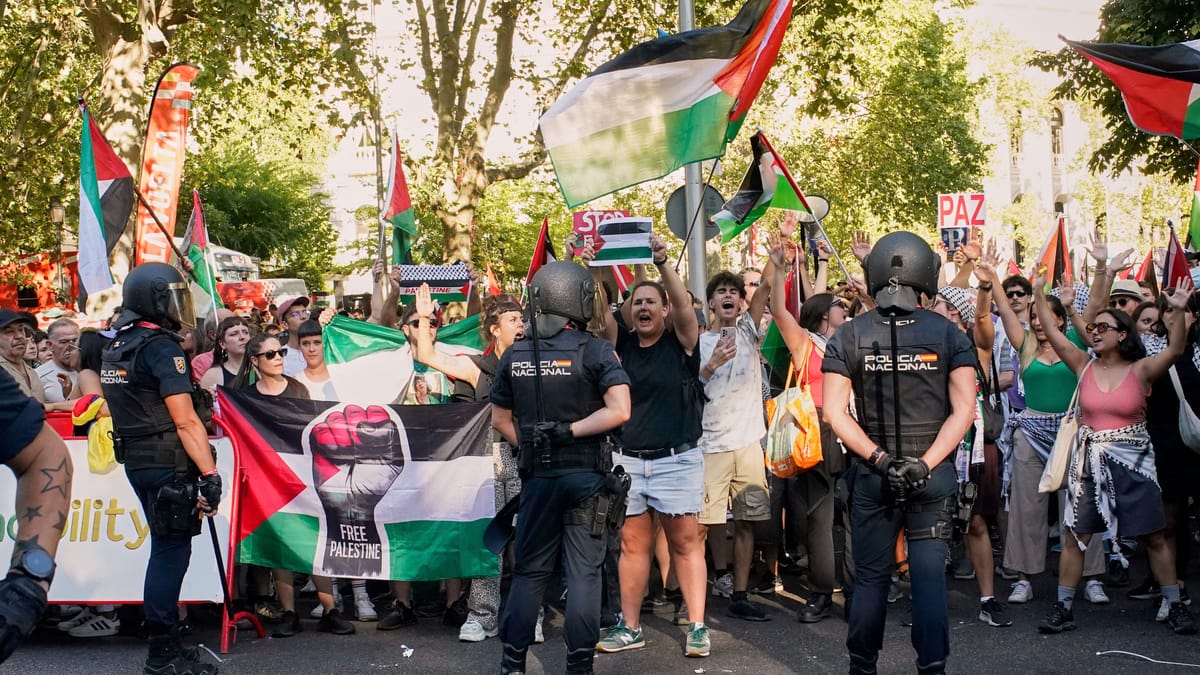 Protestas contra La Vuelta en Madrid. Foto: RTVE.