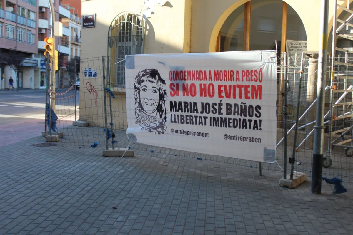 Pancarta en solidaridad con María José Baños. Foto: presos.org.es