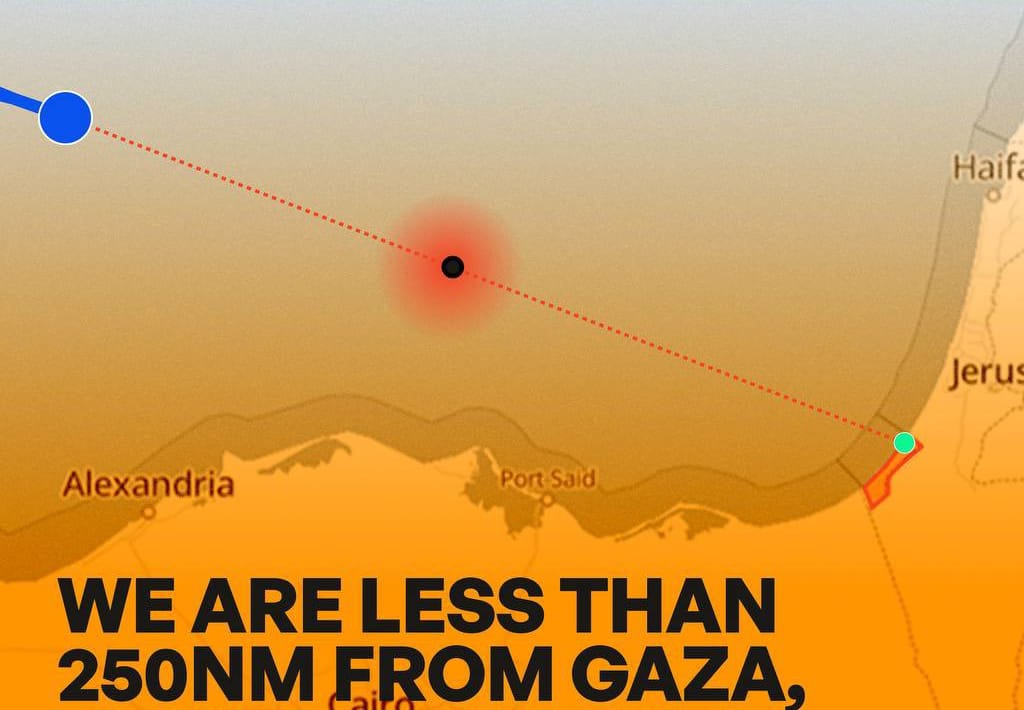 La Flotilla se encuentra a menos de 250 millas náuticas de Gaza