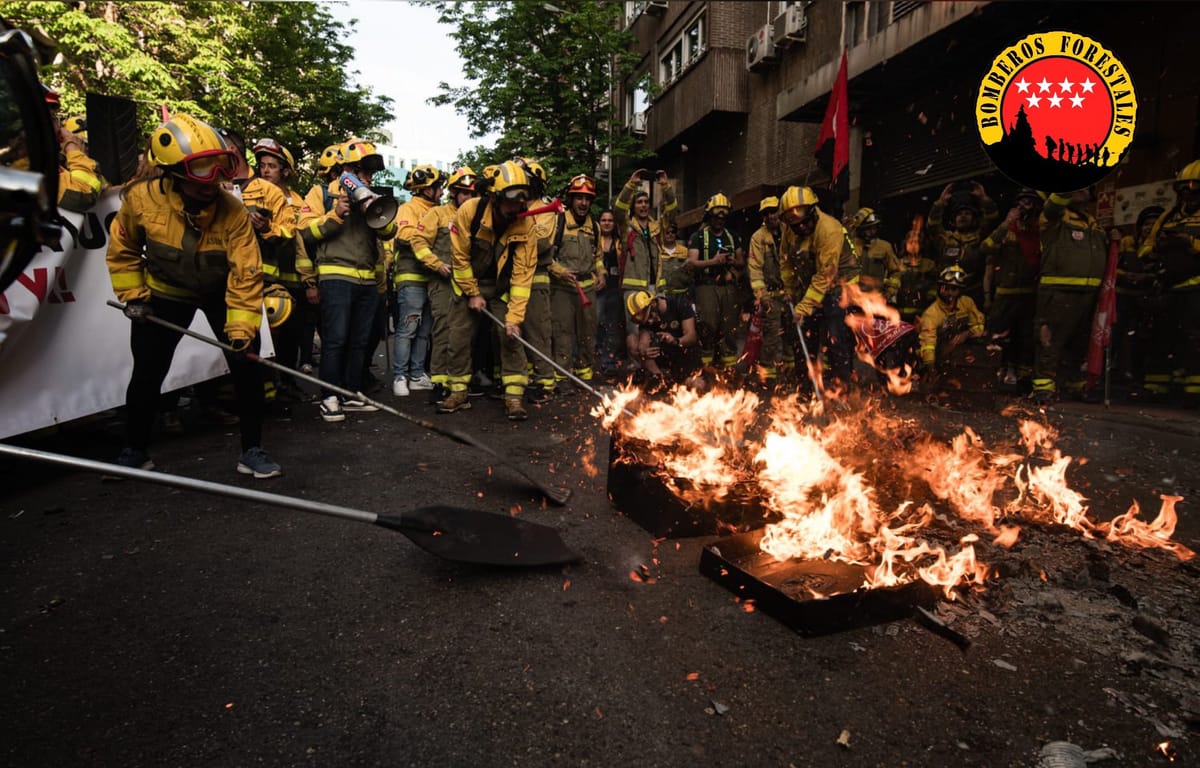 Imagen de archivo de una protesta de los Bomberos Forestales de la Comunidad de Madrid. Foto: @BBFFMadrid (X)