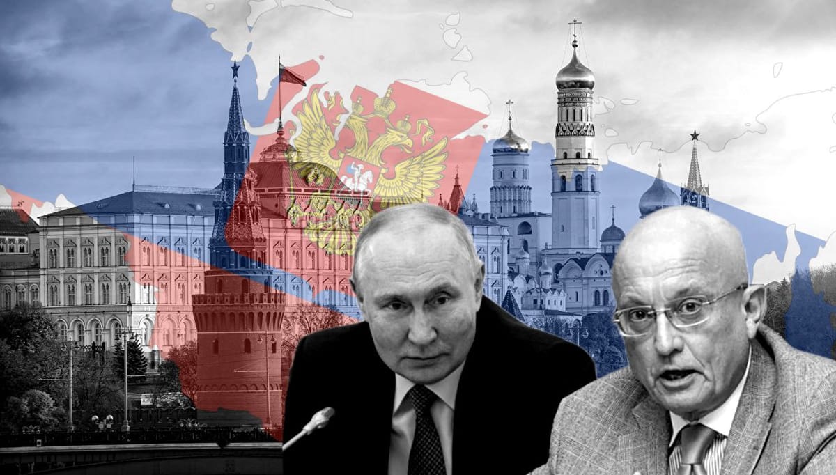 Ilustración del presidente ruso Vladimir Putiny el estratega Sergei Karaganov. Ilustración: Diario Socialista