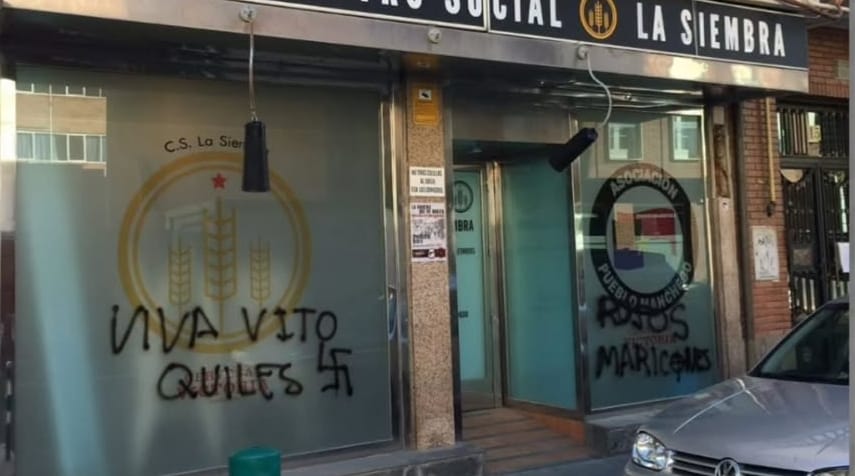 Ataque fascista al Centro Social La Siembra en Ciudad Real. Foto: La Siembra