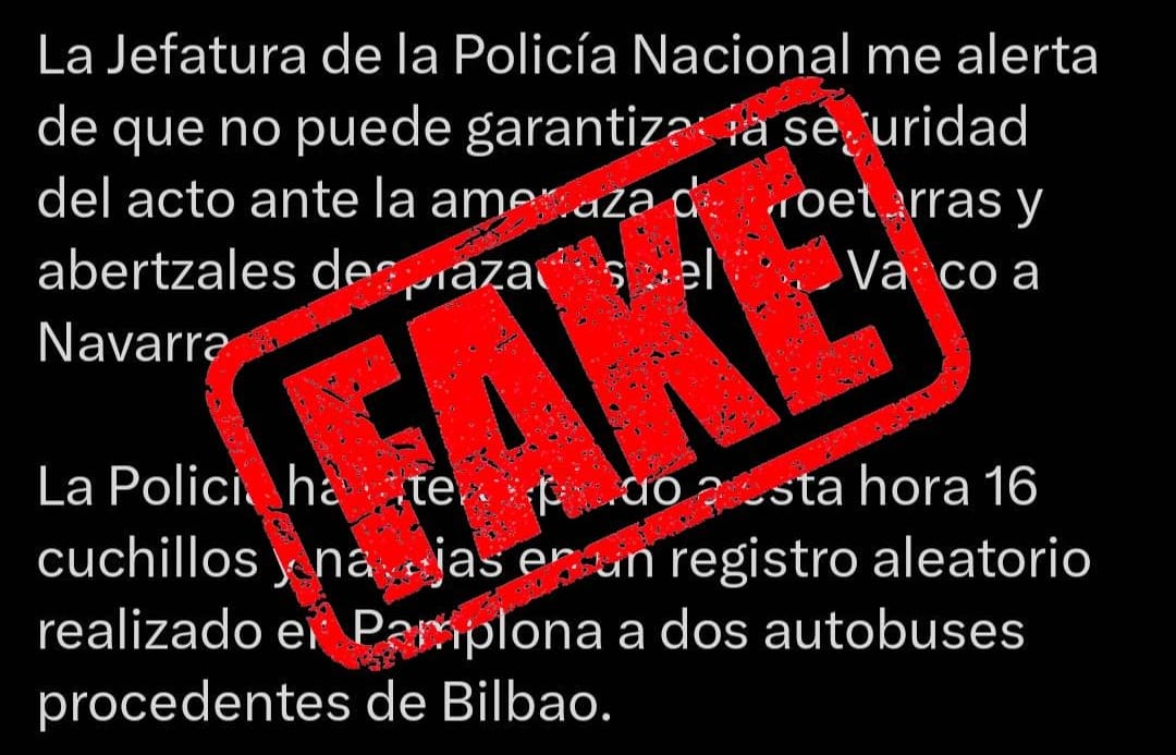Tweet de Vito Quiles sobre la cancelación de su acto en Iruñea. Foto: X
