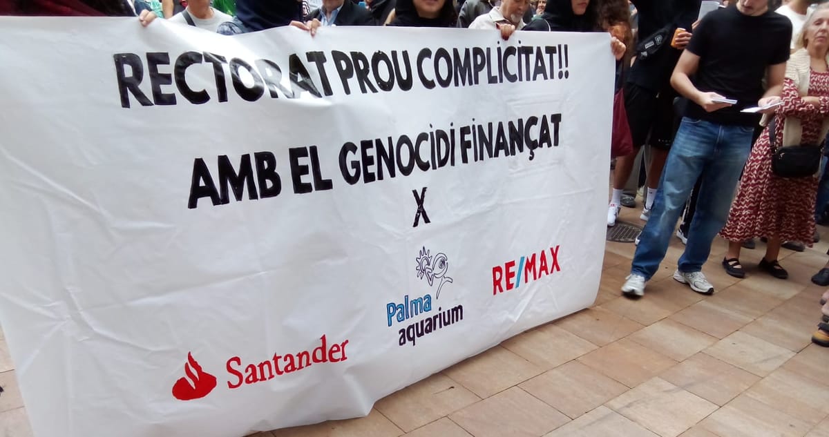 Protesta propalestina en la UIB. Foto: @Palestinaalauib (X)