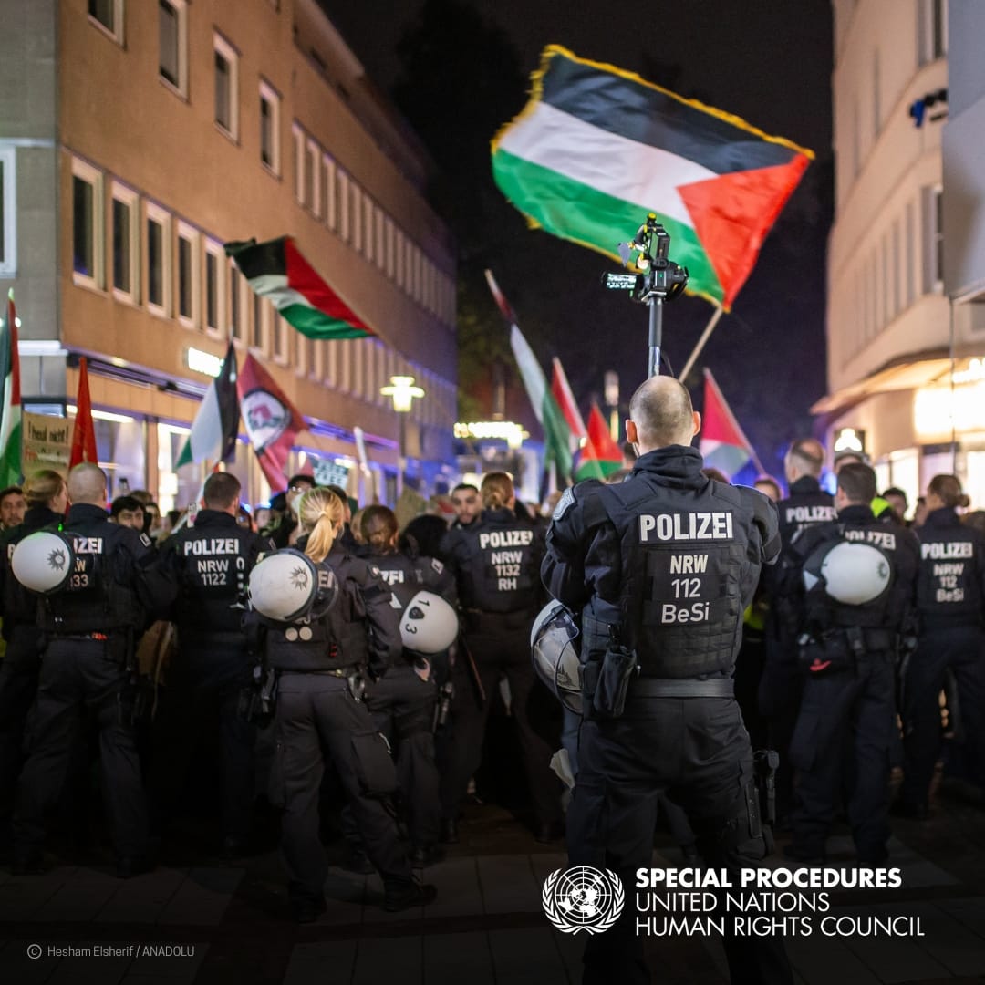 Imagen de archivo de un cordón policial en Alemania ante una protesta propalestina. Foto: Hesham Elsherif/Anadolu