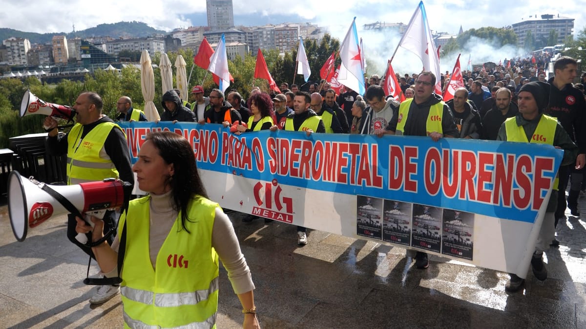 Protesta sindical del siderometal de Ourense. Foto: @galizaCIG (X)
