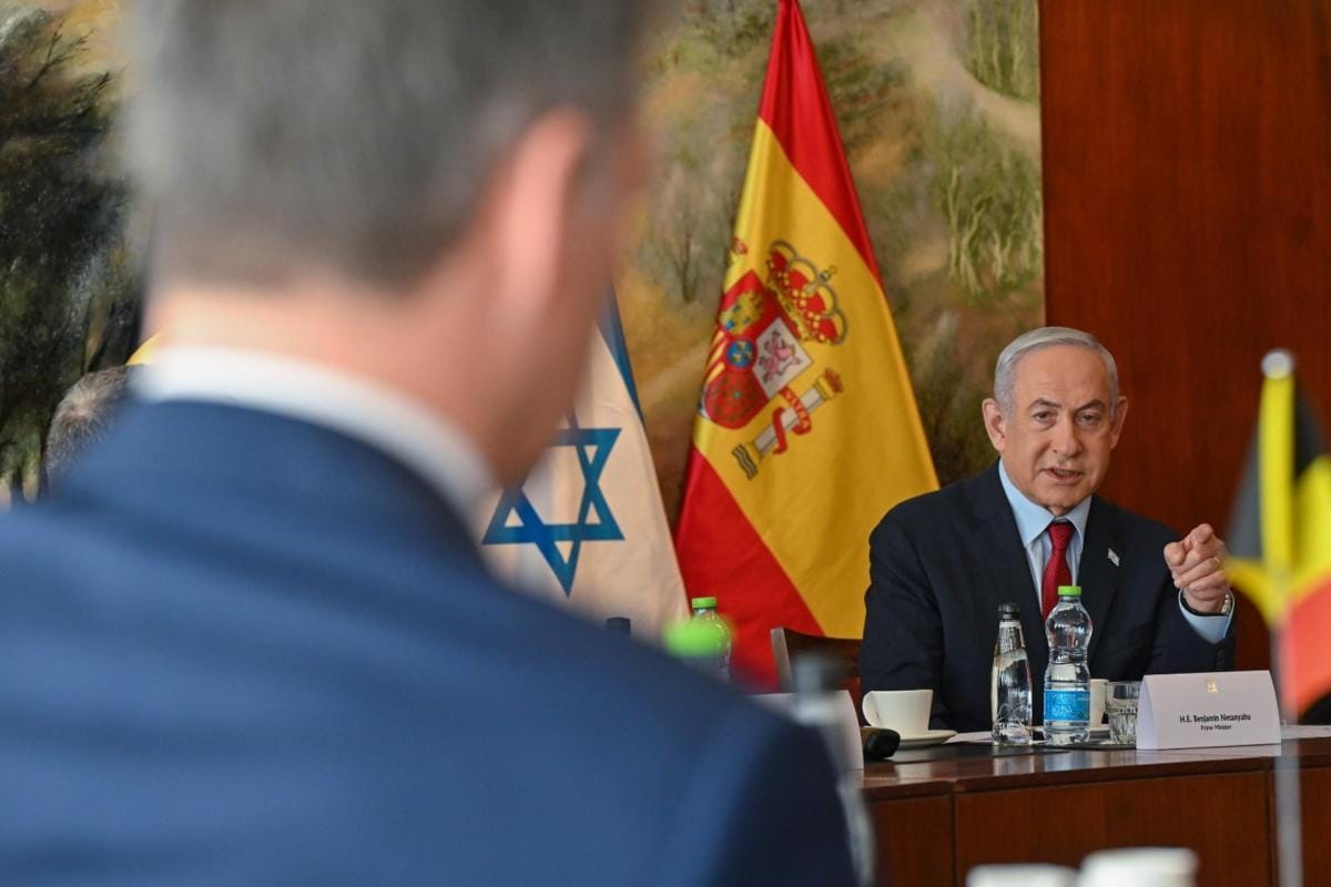 Imagen de archivo de Benjjamin Netanyahu en una reunión trilateral entre Israel, Bélgica y el Estado español. Foto: Oficina de prensa del Gobierno de Israel.