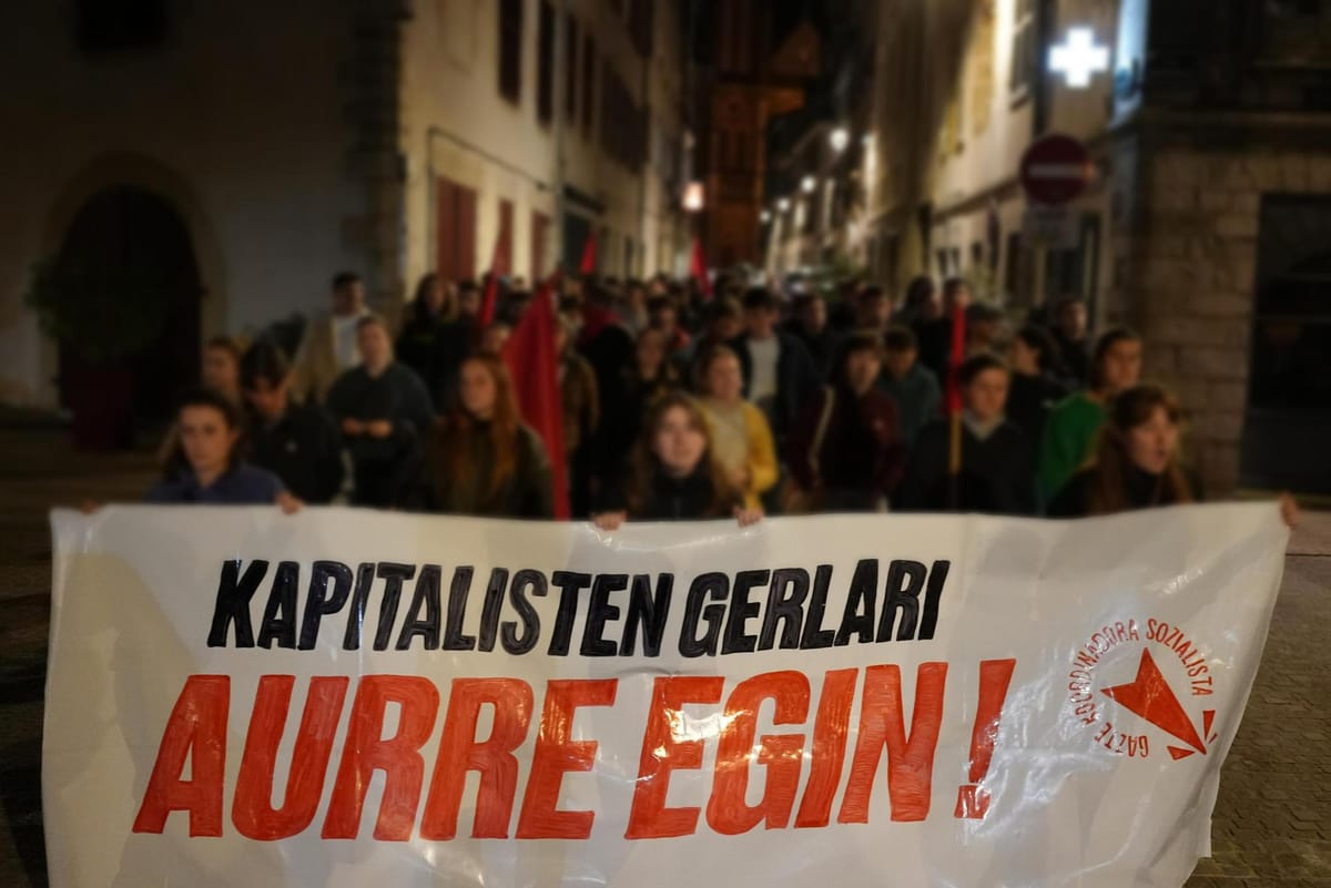 Manifestación de GKS en Baiona "contra la guerra de los capitalistas". Foto: GKS/Gedar Langile Kazeta
