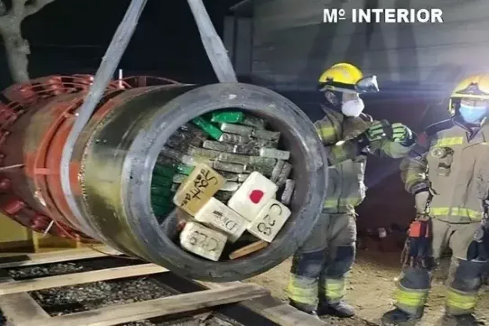 Imagen de archico de la cocaína hallada en el rotor, descubierta el 4 de enero de 2022 en Lleida. Foto: Guardia Civil