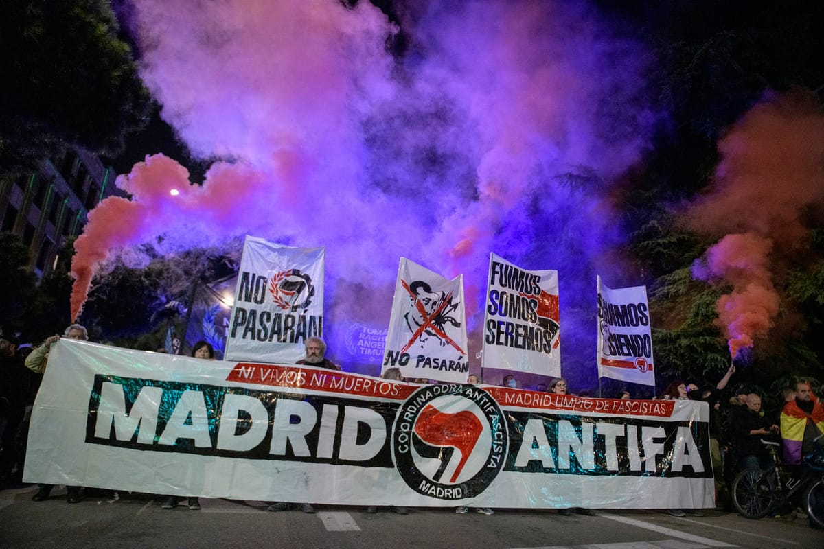 Imagen de archivo de una manifestación de la Coordinadora Antifascista de Madrid. Foto: vía @AntifaMadrid (X)