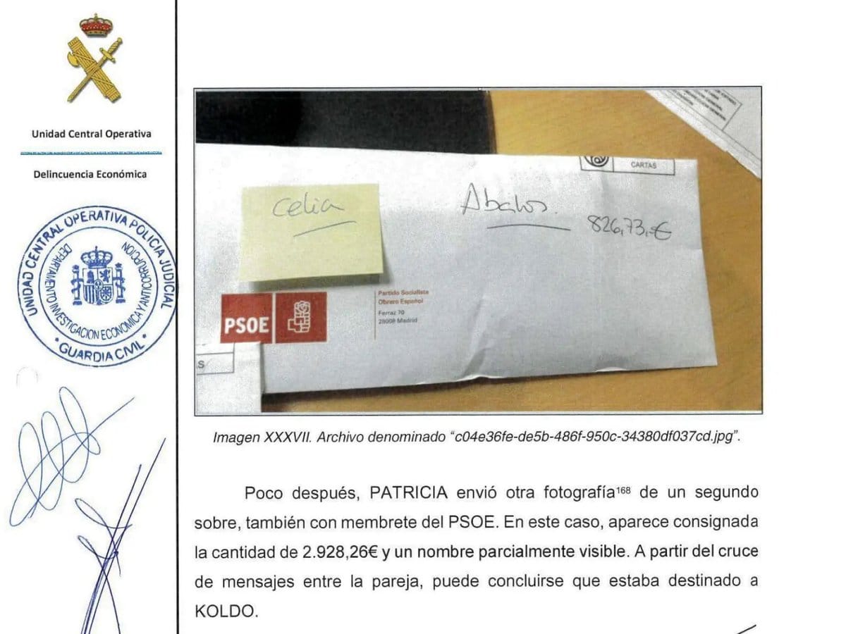 Imagen de archivo de un fragmento del informe de la UCO. Foto: UCO
