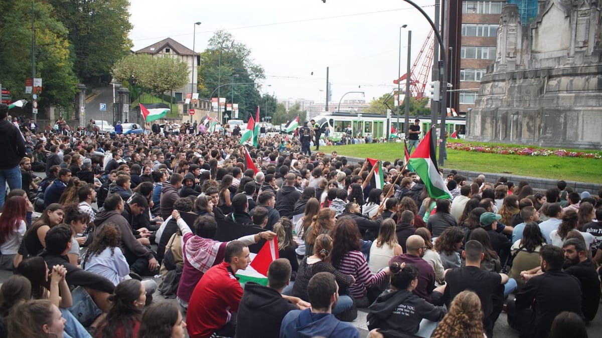 Imagen de archivo de una protesta de Palestinarekin Elkartasuna en Bilbo (Bizkaia). Foto: Gedar Langile Kazeta