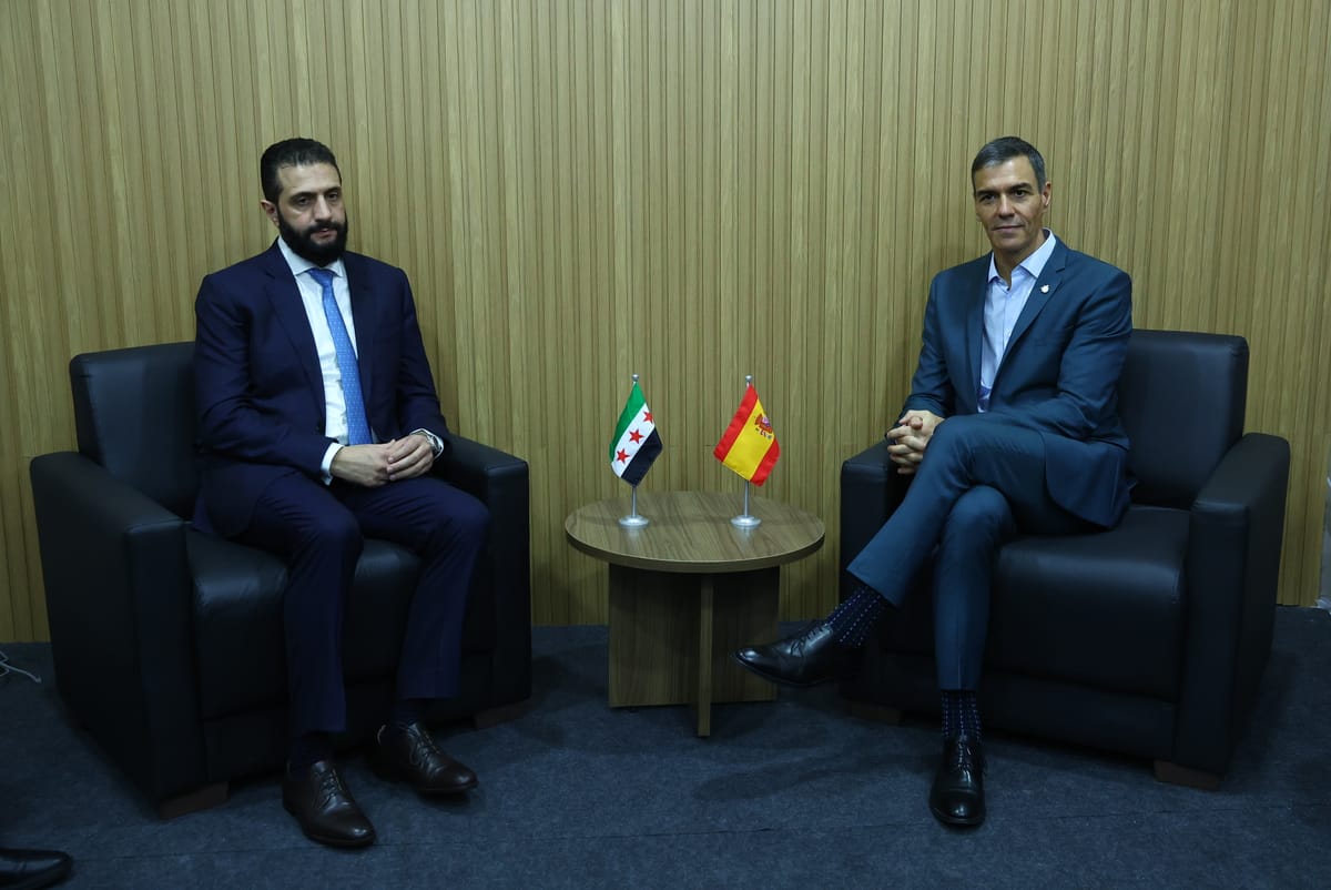 Muhammad Al Jolani y Pedro Sánchyez reunidos en Brasil. Foto: Moncloa