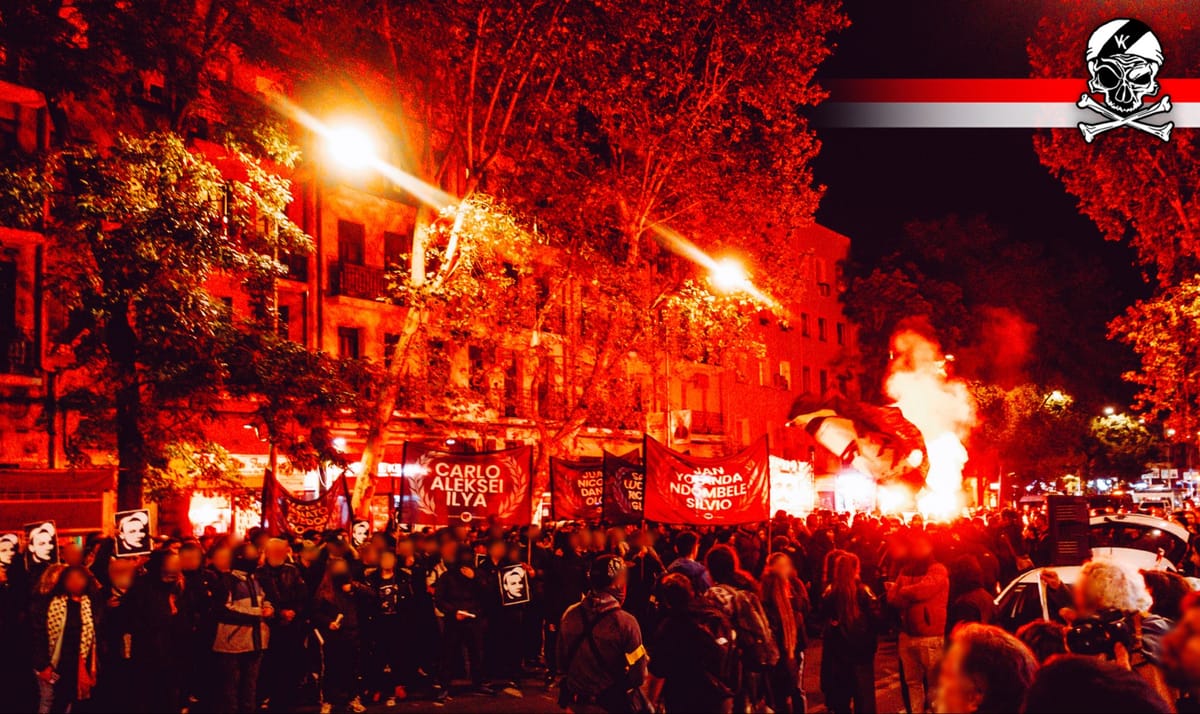 Manifestación en honor a Carlos Palomino en Madrid, 11 de noviembre de 2025. Foto: Bukaneros