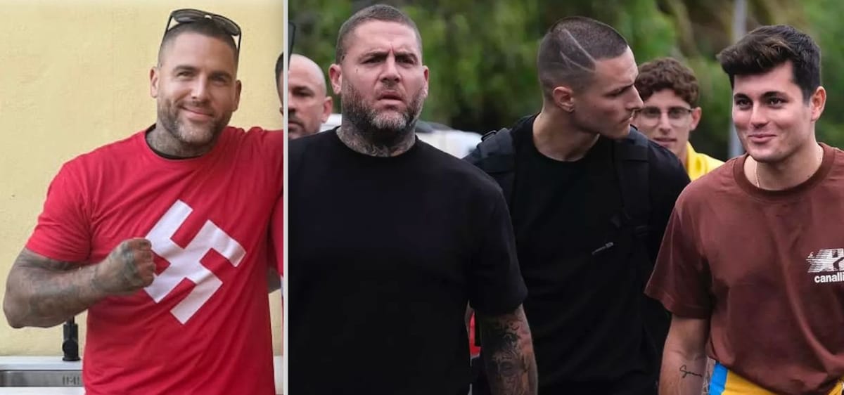 C., guardaespaldas neonazi de Vito Quiles. Foto: vía @AntonioMaestre (X)
