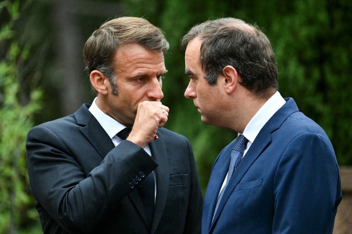 Imagen de archivo de Macron y Lecornu. Foto: AFP