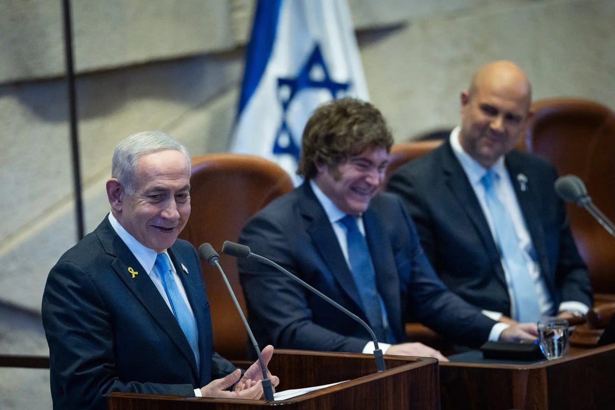 Imagen de archivo de Benjamin Netanyahu y Javier Milei. Foto: Yonatan Sindel/Flash90