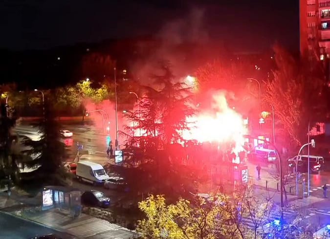 Enfrentamiento entre los ultras fascistas del Lech Poznan y antifascistas en Vallecas. Foto: N/D