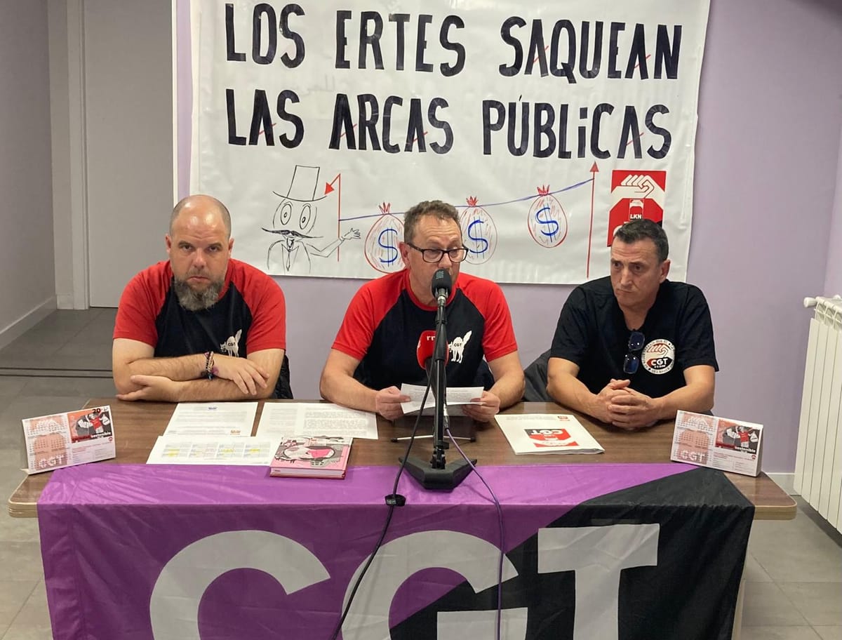 Rueda de prensa de CGT Nafarroa. Foto: CGT/LKN Nafarroa