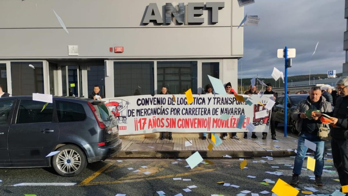 Protesta sindical de transportistas en Nafarroa. Foto: www.autonomosenruta.com