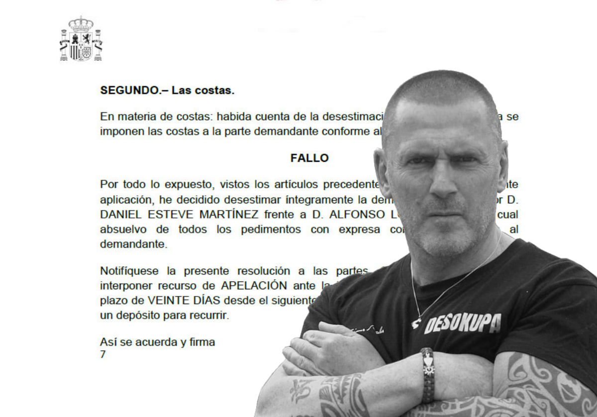 Imagen de archivo de la sentencia judicial sobre la demanda y Dani Esteve, jefe de Desokupa.