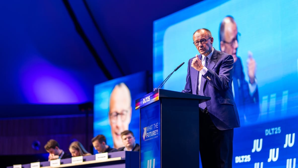 El canciller Friedrich Merz en un ecuentro de la Junge Union. Foto: faz.net