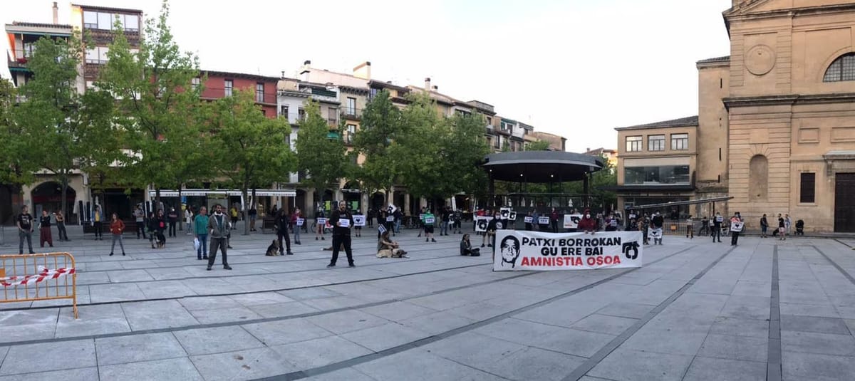 Concentración de apoyo a la huelga de hambre de Patxi Ruiz en 2020. Foto: Gedar Langile Kazeta