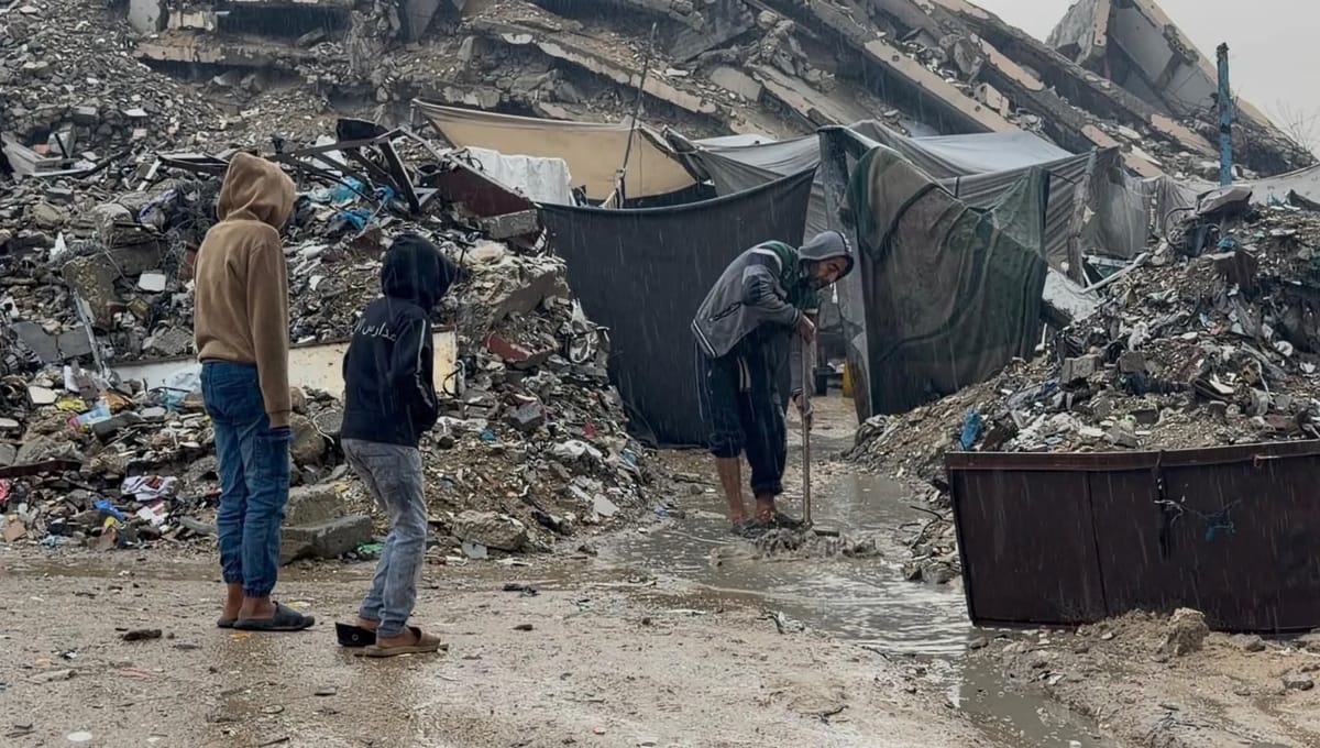 Gaza durante la tormenta 'Byron'. Foto: @Timesofgaza (X)
