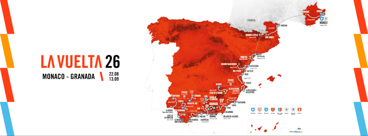 Mapa del recorrido de La Vuelta'26. Foto: as.com