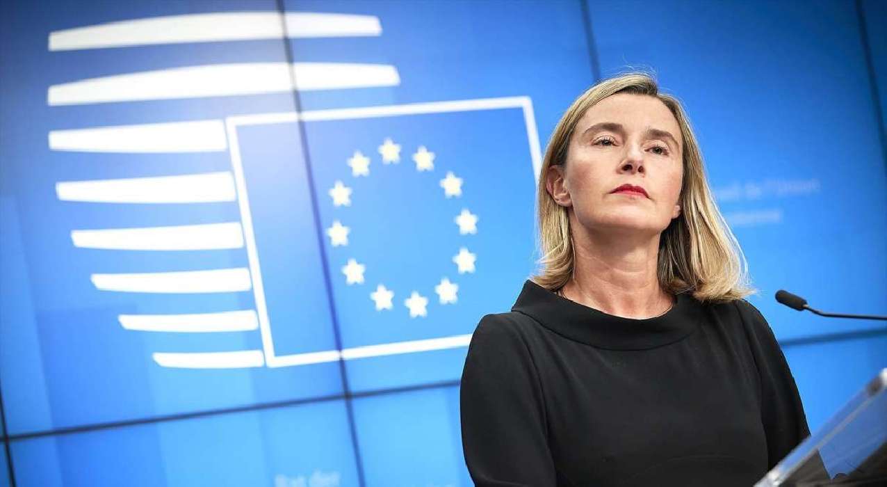 Federica Mogherini en una rueda de prensa. Foto: vozpopuli.com