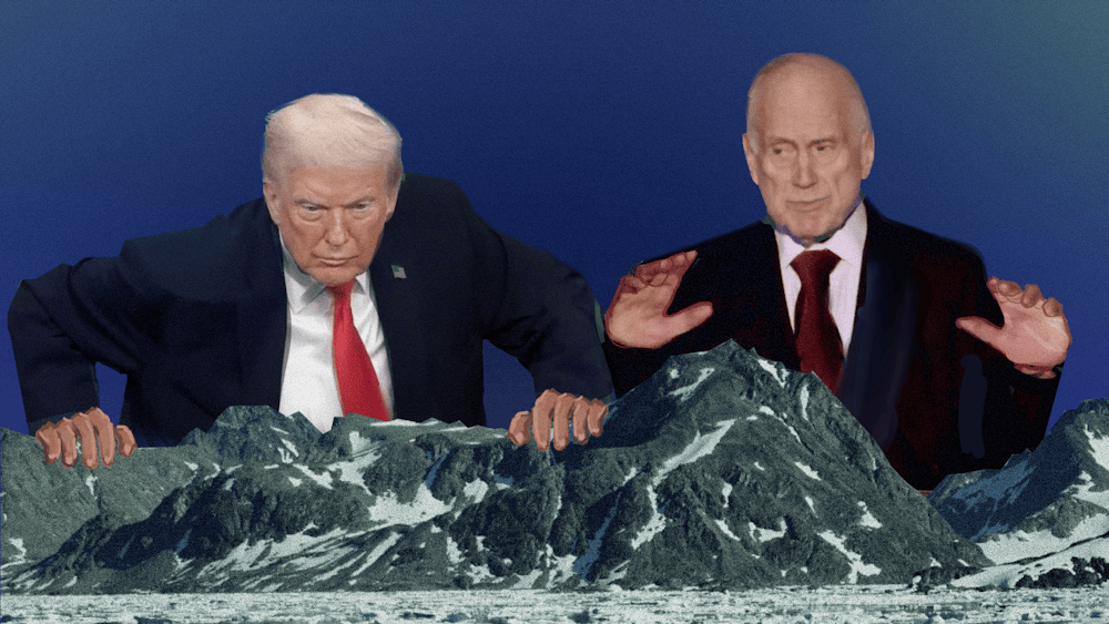 Foto-collage de Donald Trump y Ronald Lauder sobre tierras groenlandesas. Foto: thedp.com