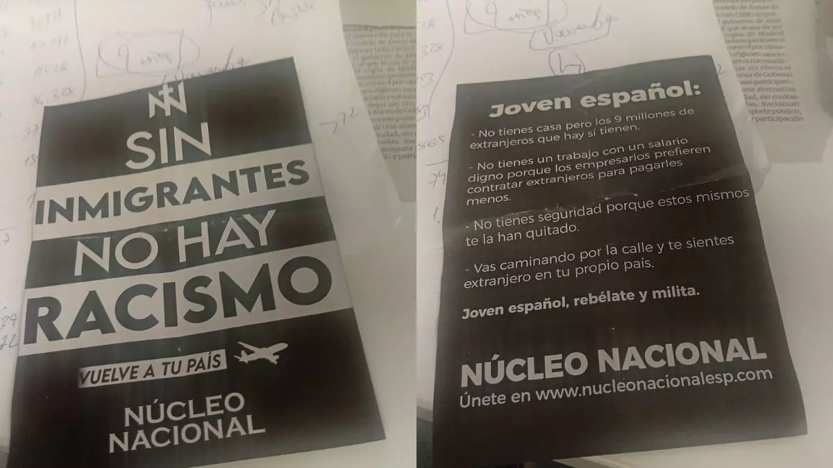 Imagen de la propaganda racista de NN. Foto: elcorreogallego.es