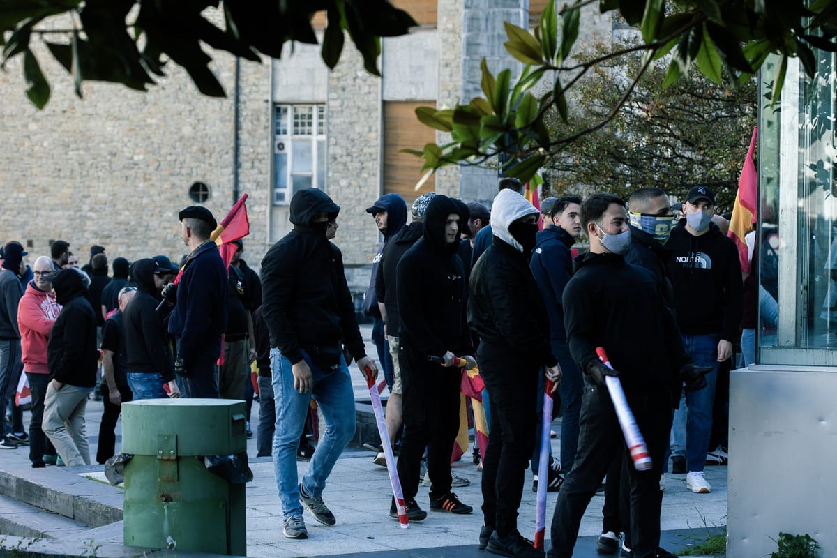 Imagen de archivo de falangistas en Gasteiz el 12 de octubre. Foto: Gedar Langile Kazeta