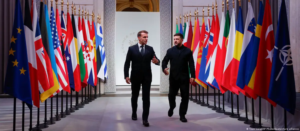 Emmanuel Macron recibe en París a Volodimir Zelenski y otros líderes mundiales. Foto: dw.com
